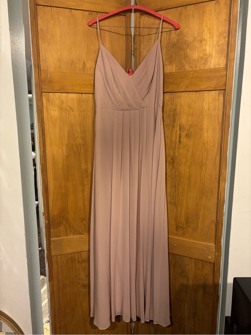 Elegant Blush Pink Spaghetti Strap Full Length Dress - Bridesmaid Dress